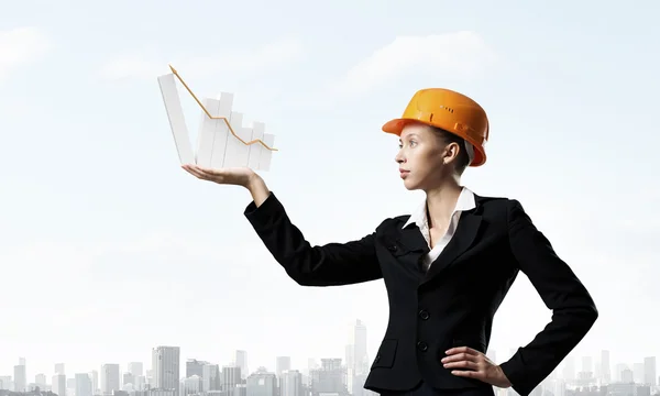 Woman builder in hardhat — Stock Photo, Image