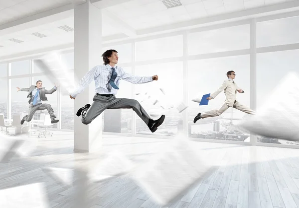 Dancing businessman in office — Stock Photo, Image