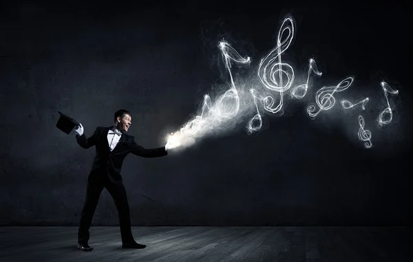 Man magician with cylinder hat — Stock Photo, Image