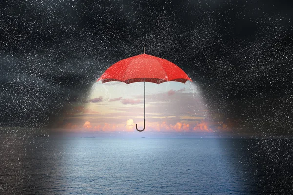 Color umbrella in sky — Stock Photo, Image