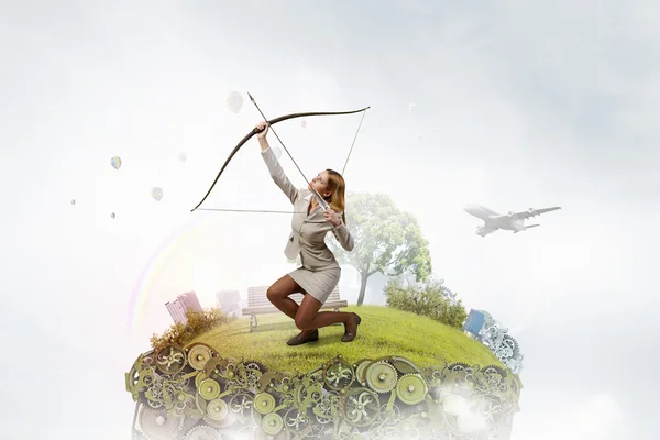 Woman aiming her goal — Stock Photo, Image