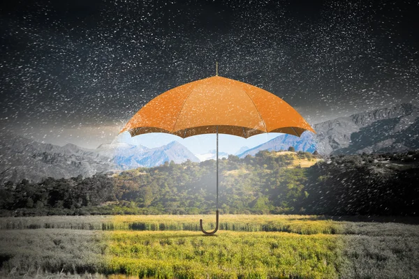 Color umbrella in sky — Stock Photo, Image