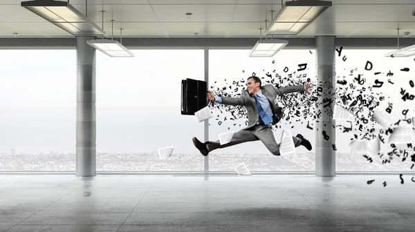 Dansande affärsman i office. Mixed media — Stockfoto