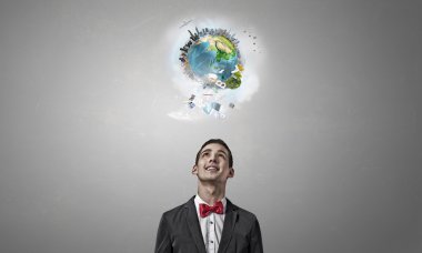 Düşünceli yakışıklı olan. Karışık teknik