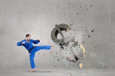 Karate adam saldırı Doları. Karışık teknik