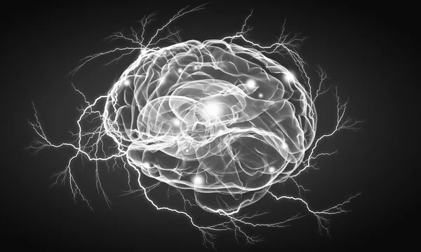 Lidský mozek impuls. Kombinovaná technika — Stock fotografie