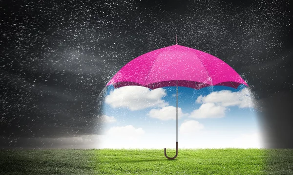 Color umbrella in sky  .mixed media — Stock Photo, Image
