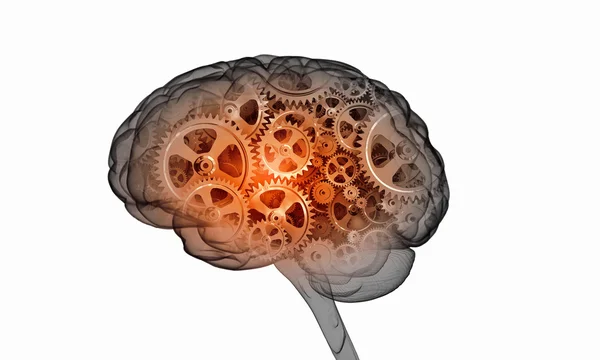 Mechanismus im menschlichen Gehirn. Gemischte Medien — Stockfoto