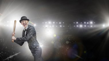 Kadın oyun beyzbol. Karışık teknik