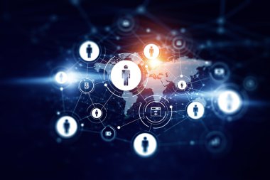 Sosyal ağ şeması. Karışık ortam