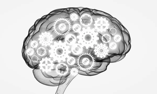 Mecanismo dentro del cerebro humano. Medios mixtos — Foto de Stock