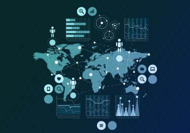 Sosyal ağ kavramı. Karışık teknik