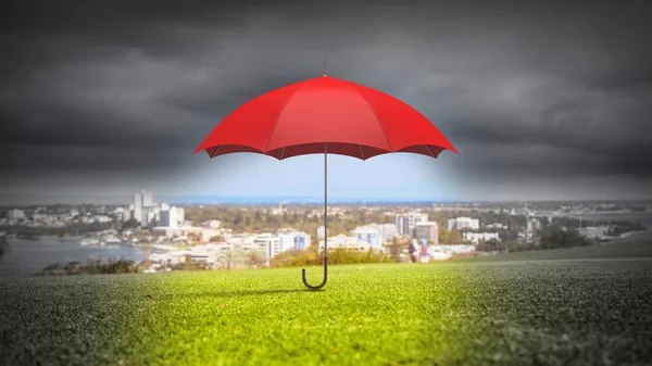 Guarda-chuva colorido no céu. Meios mistos — Fotografia de Stock