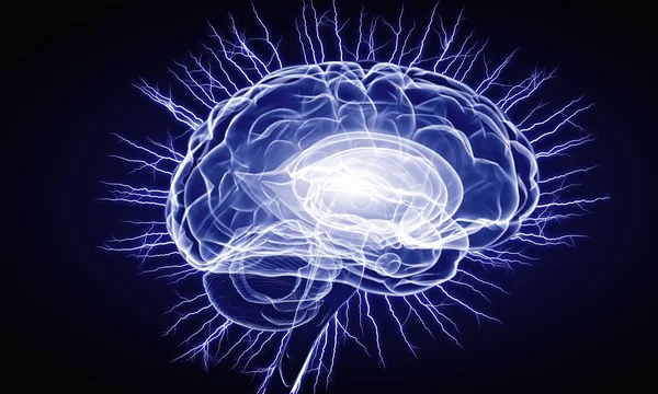 Lidský mozek impuls. Kombinovaná technika — Stock fotografie