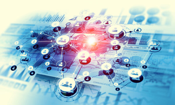 Social networking scheme . Mixed media