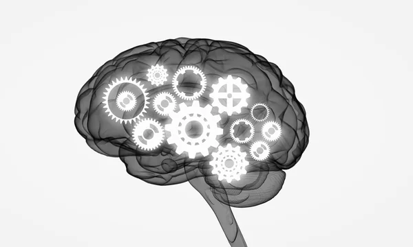 Mechanismus uvnitř lidského mozku. Kombinovaná technika — Stock fotografie