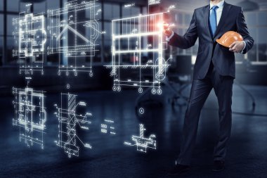 Adam mühendisi iş başında. Karışık teknik