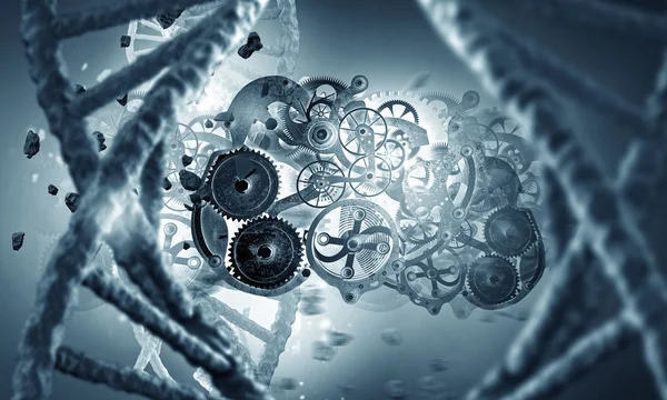 Dna 分子研究。混合媒体 — 图库照片