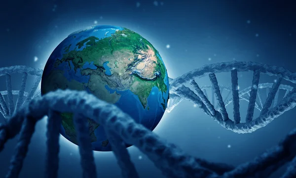 Исследование молекул ДНК. смешанные СМИ — стоковое фото