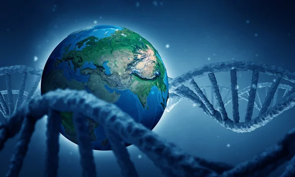 Dna 分子研究。混合媒体 — 图库照片