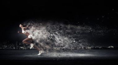 Hızlı koşma atlet. Karışık teknik