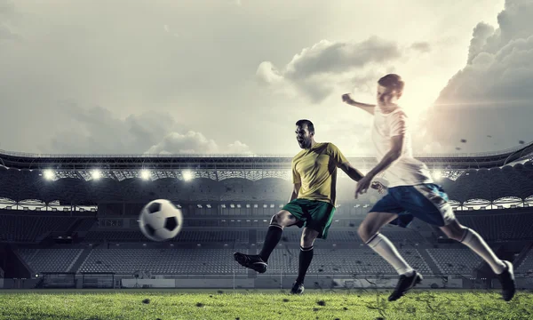 Hot football moments . Mixed media — Stock Photo, Image