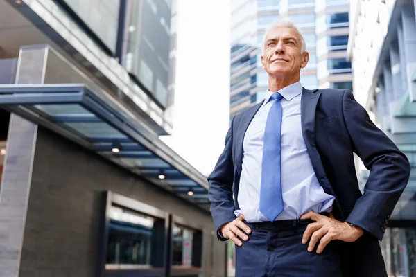 Portret van een zelfverzekerde zakenman buiten — Stockfoto