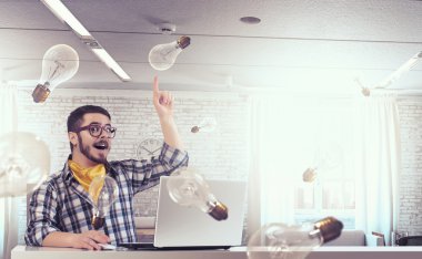 Hipster adam kullanım dizüstü