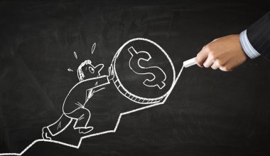 İş kavramı tebeşir çizim. Karışık teknik