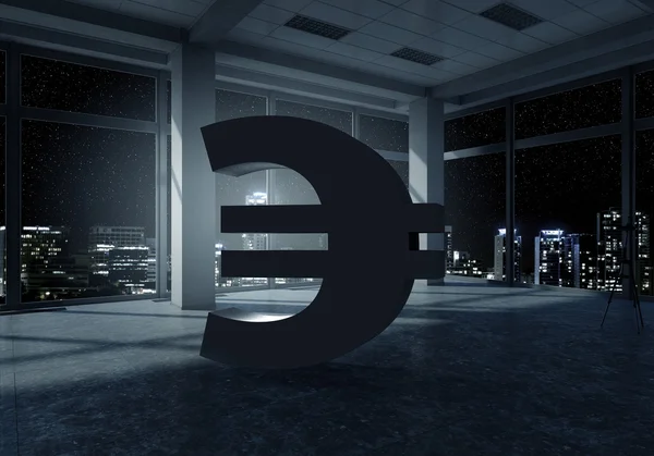 Euro sign in interior . Mixed media — Stock Photo, Image