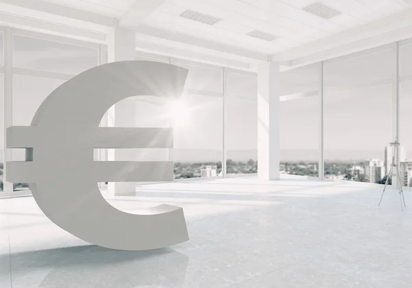 Symbol měny euro v interiéru. Kombinovaná technika — Stock fotografie