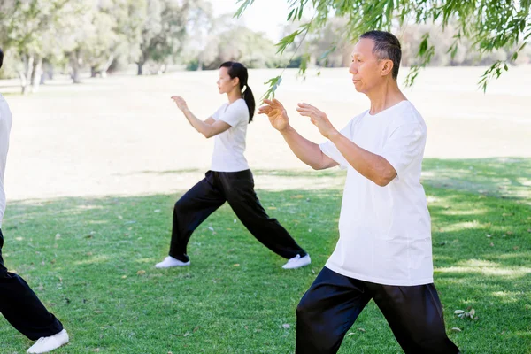 Embereket a park thai chi gyakorló — Stock Fotó