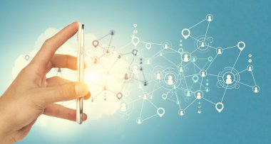 İnsanlar bağlanan cihazlar. Karışık teknik