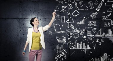 Bazı iş fikirleri çizim. Karışık teknik