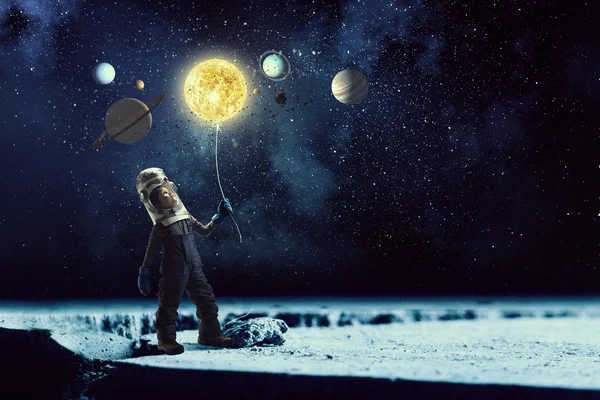 I will explore space . Mixed media — Stock Photo, Image