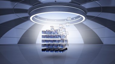 Fütüristik teknolojileri kavramı. Karışık teknik