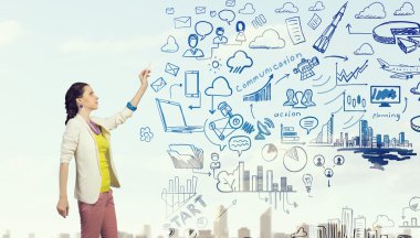 Bazı iş fikirleri çizim. Karışık teknik