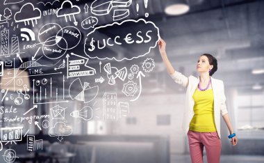 Bazı iş fikirleri çizim. Karışık teknik