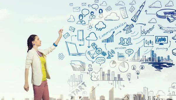 Bazı iş fikirleri çizim. Karışık teknik