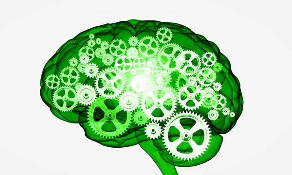 Mechanizmus az emberi agy belsejében. Vegyes technika — Stock Fotó