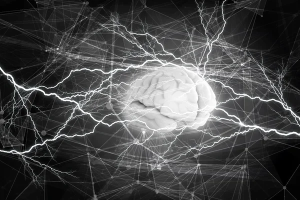 Human brain impulse  . Mixed media — Stock Photo, Image