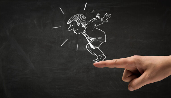 Забавный бизнесмен рисует мелом. Смешанные медиа
