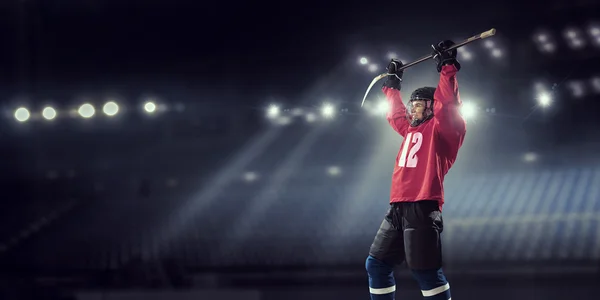 Hockey player on ice   . Mixed media — Stock Photo, Image