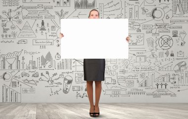 İş kadını ile bayrak. Karışık teknik