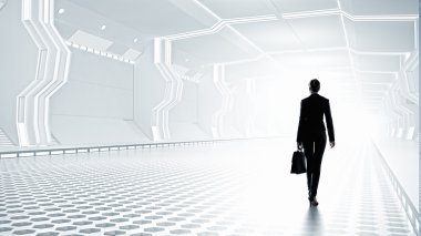 Kadın fütüristik iç. Karma ortam. Karışık teknik