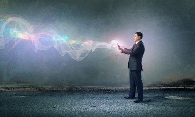 İşadamı kullanım tablet pc. Karışık teknik