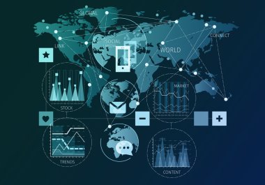 Sosyal ağ kavramı. Karışık teknik