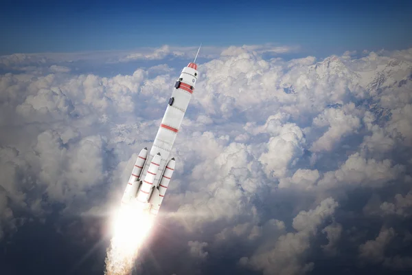 Rakete Raumschiff. Gemischte Medien — Stockfoto