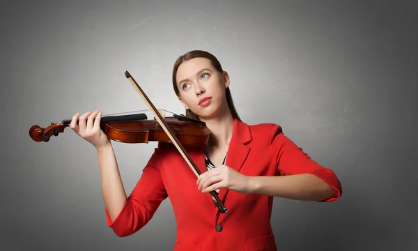 Mujer bonita violín pálido. Medios mixtos — Foto de Stock