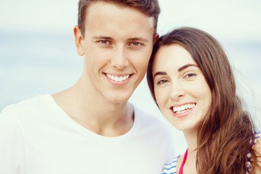 plaj romantik genç Çift